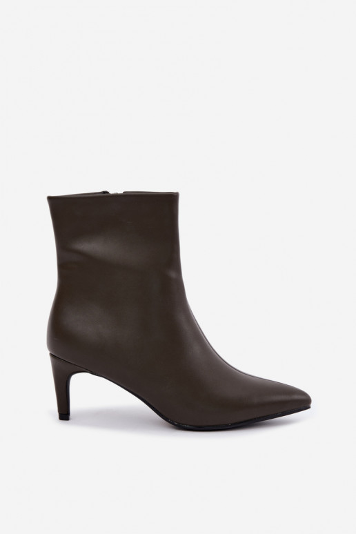 women's ankle boots with heels in faux leather in khaki Celisse