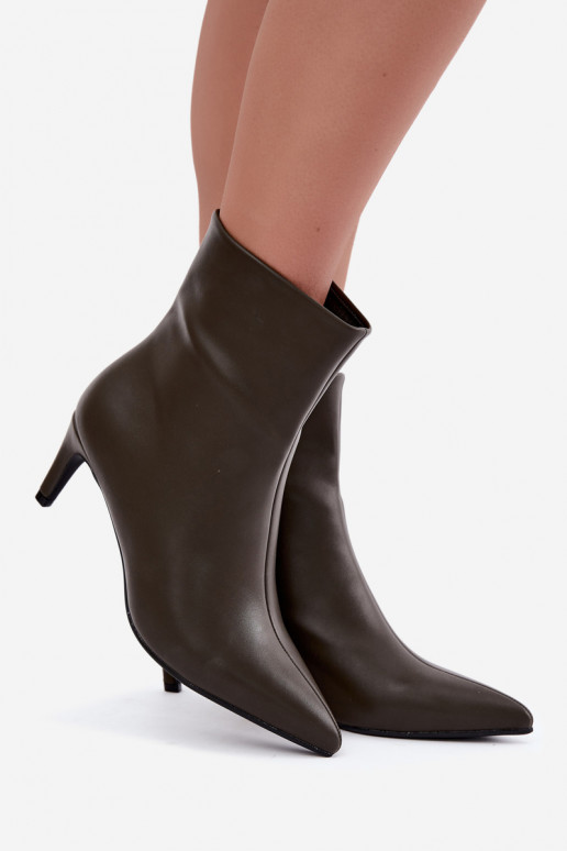 women's ankle boots with heels in faux leather in khaki Celisse