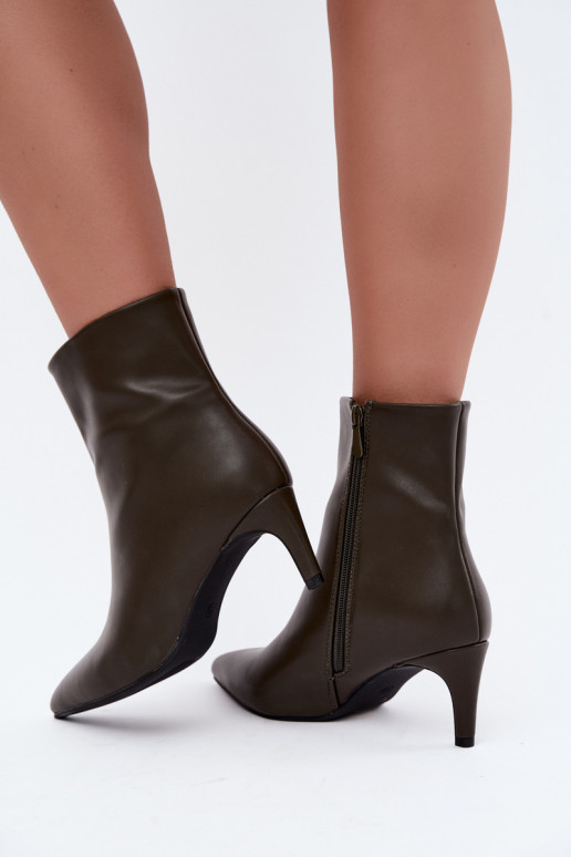 women's ankle boots with heels in faux leather in khaki Celisse