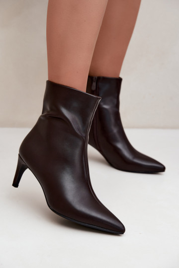 women's ankle boots with heels in faux leather in CzekoladoĮe Celisse