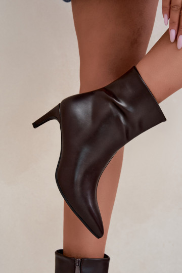 women's ankle boots with heels in faux leather in CzekoladoĮe Celisse 2
