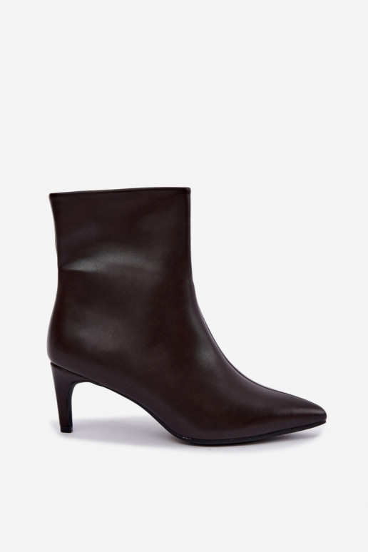 women's ankle boots with heels in faux leather in CzekoladoĮe Celisse