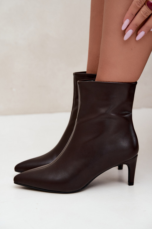 women's ankle boots with heels in faux leather in CzekoladoĮe Celisse