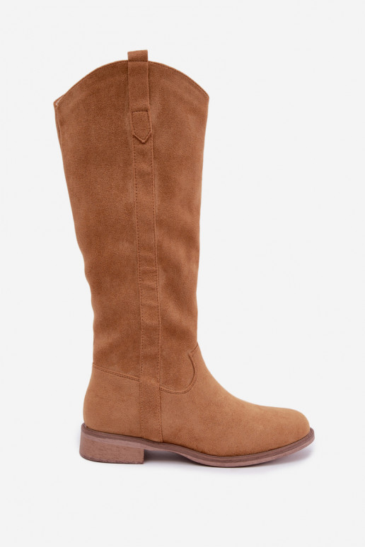 Women's knee-high boots with wide heels in brown Gilena