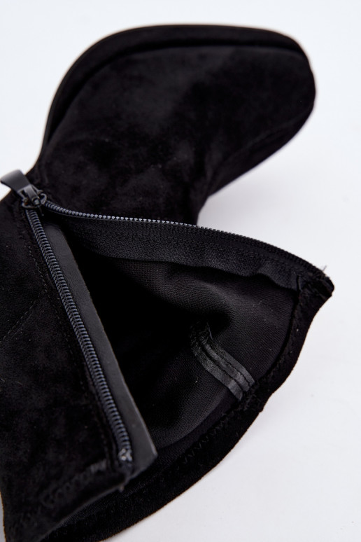 Women's ankle boots in faux suede with heels in black color Karvella