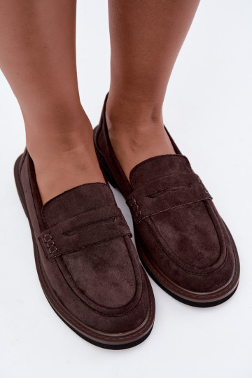 Women's moccasins in suede in chocolate color Vinceza 62335