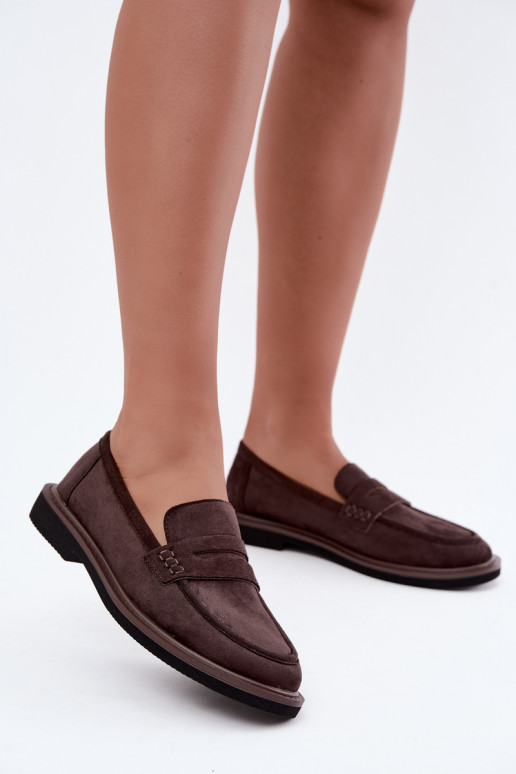 Women's moccasins in suede in chocolate color Vinceza 62335