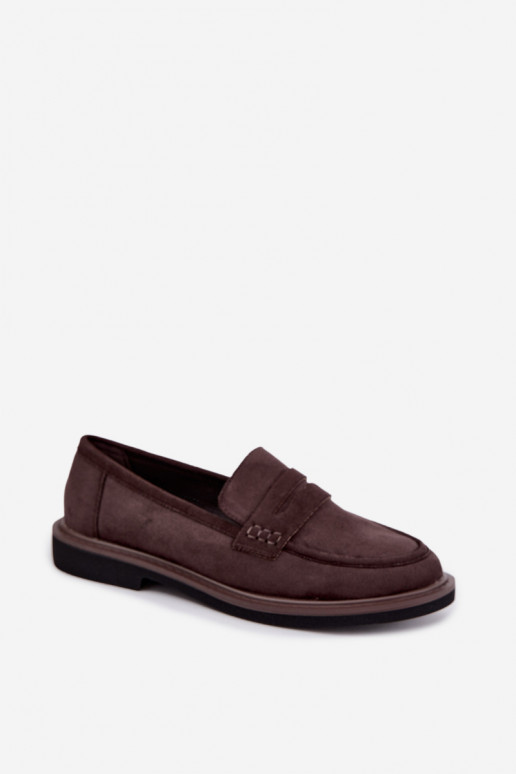Moteriški mokasinai iš zomšos šokolado spalvos Vinceza 62335