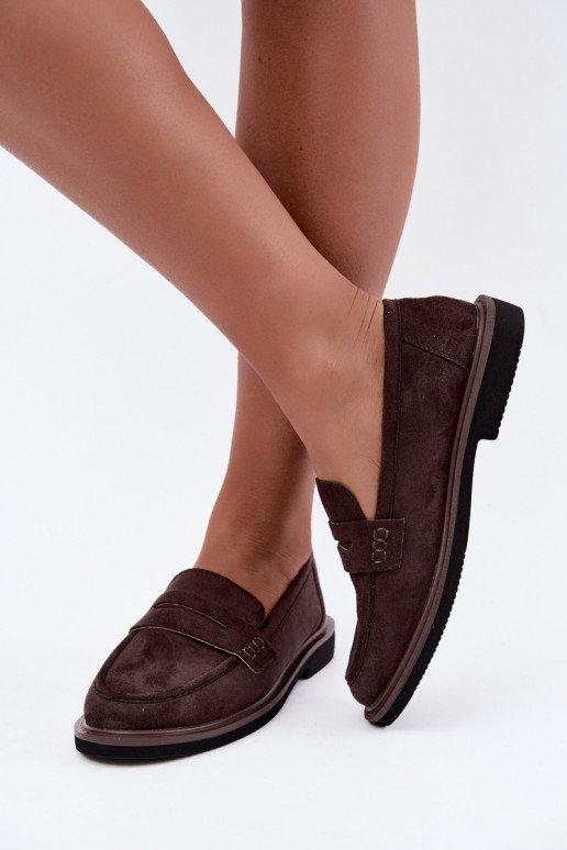 Women's moccasins in suede in chocolate color Vinceza 62335