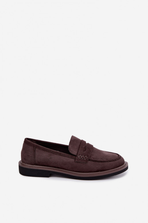 Women's moccasins in suede in chocolate color Vinceza 62335