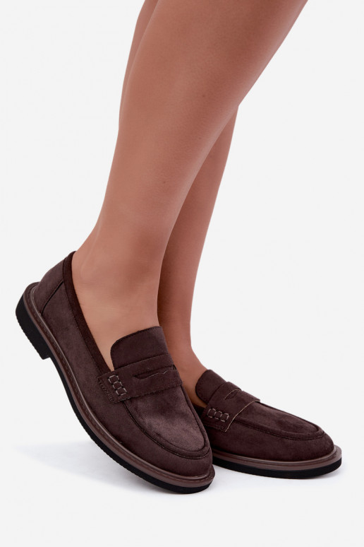 Women's moccasins in suede in chocolate color Vinceza 62335