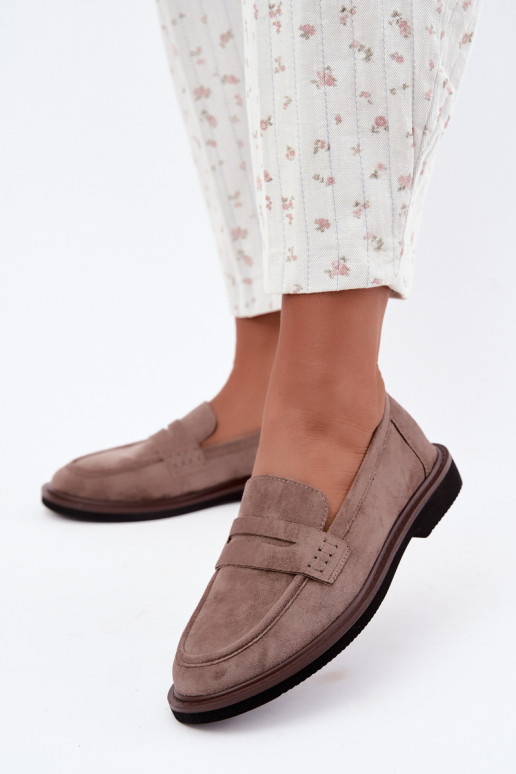 Women's moccasins in suede in sand color Vinceza 62335