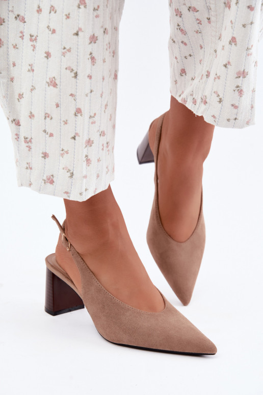 Heeled shoes with open heel in sand color Sorenia