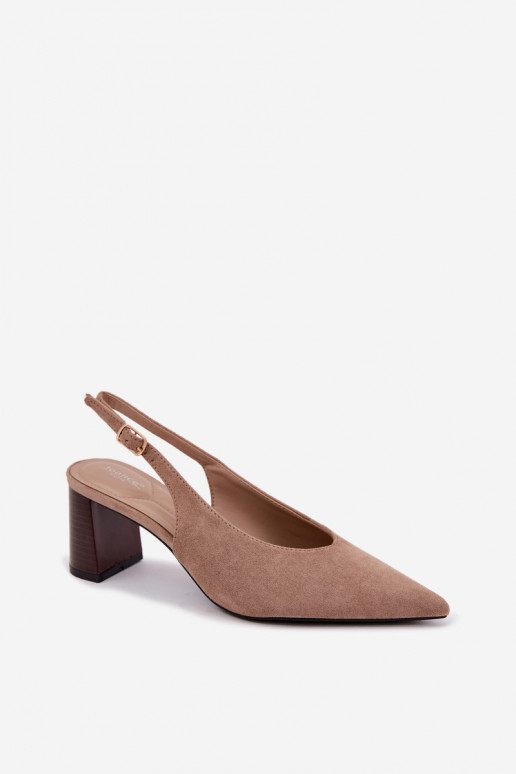 Buty na obcasie z odkrytym piętą w kolorze piaskowym Sorenia
