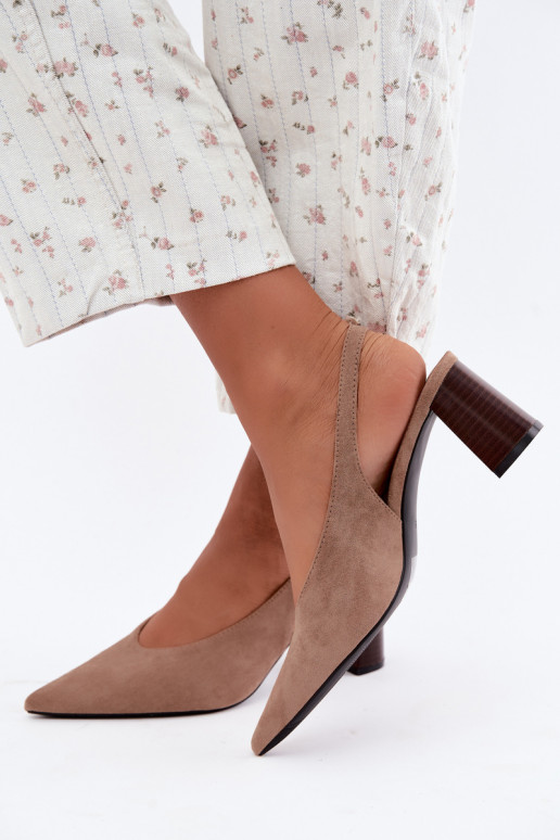 Buty na obcasie z odkrytym piętą w kolorze piaskowym Sorenia