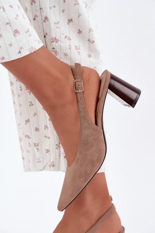 Heeled shoes with open heel in sand color Sorenia