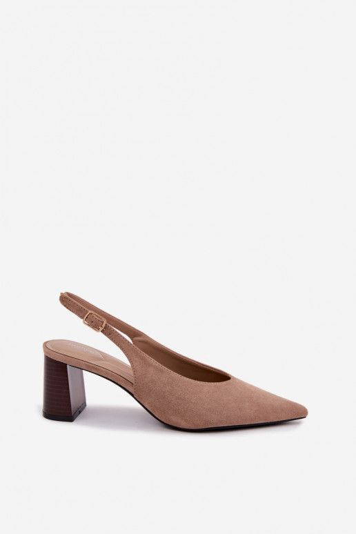 Buty na obcasie z odkrytym piętą w kolorze piaskowym Sorenia