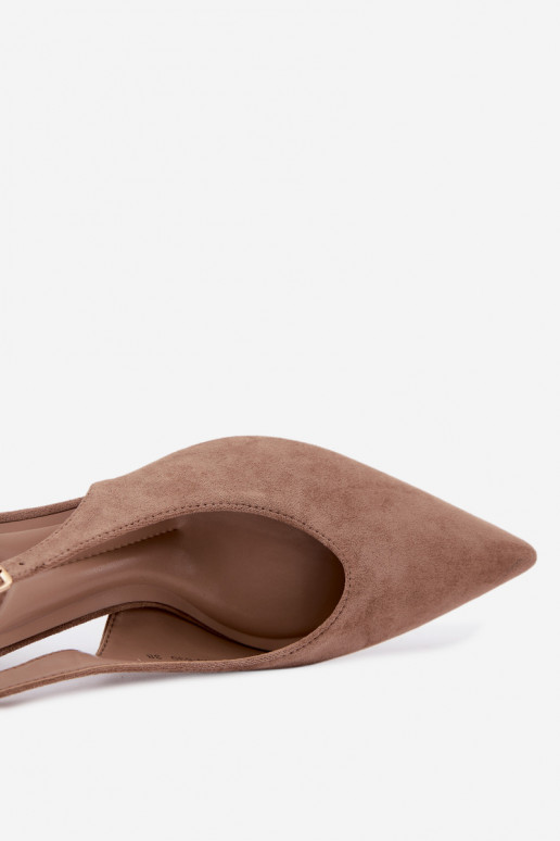 Buty na obcasie z odkrytym piętą w kolorze piaskowym Sorenia