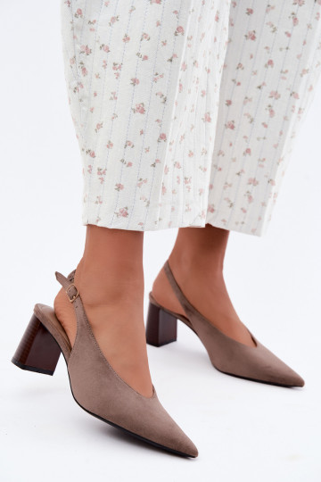 Heeled shoes with open heel in clay color Sorenia