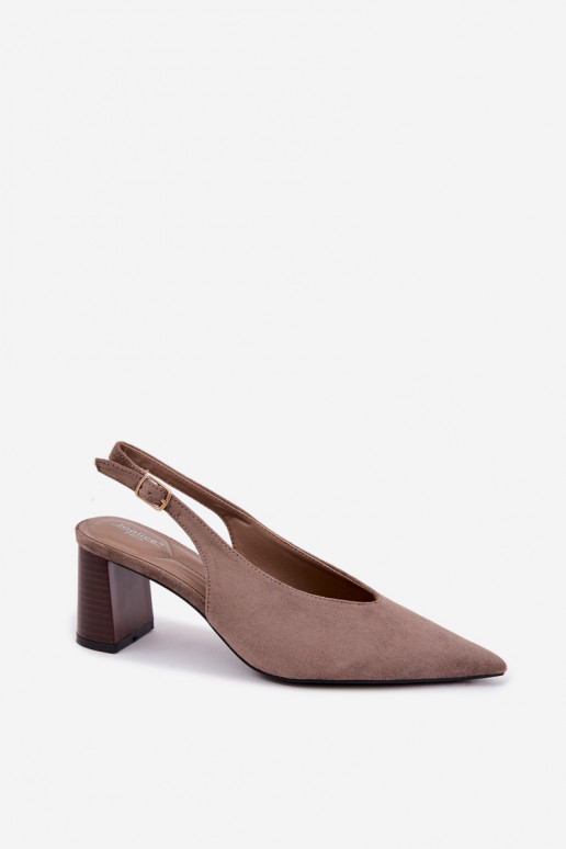 Buty na obcasie z odkrytym piętą w kolorze glinianym Sorenia
