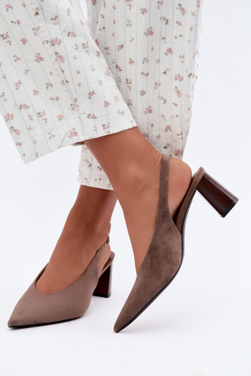 Buty na obcasie z odkrytym piętą w kolorze glinianym Sorenia