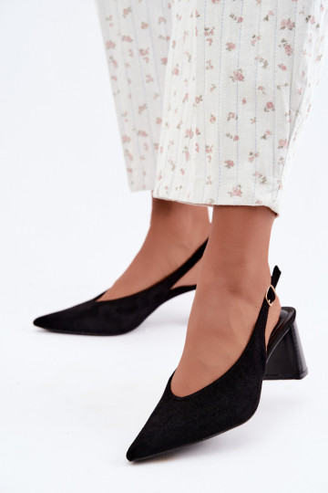 Buty na obcasie z odkrytym piętą w kolorze czarnym Sorenia 2