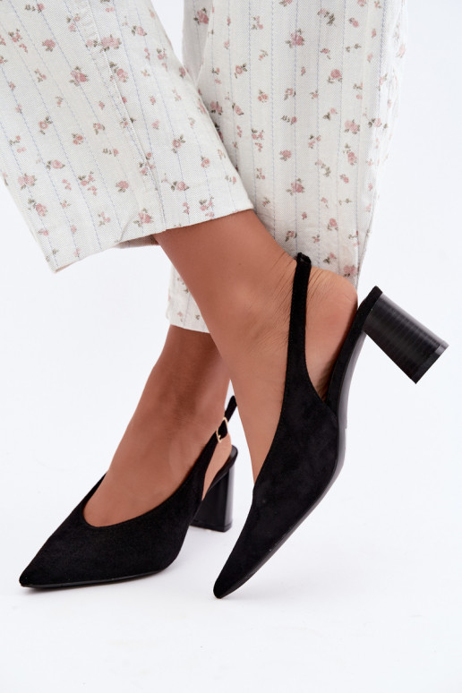 Buty na obcasie z odkrytym piętą w kolorze czarnym Sorenia