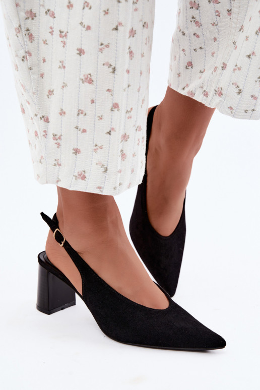 Buty na obcasie z odkrytym piętą w kolorze czarnym Sorenia