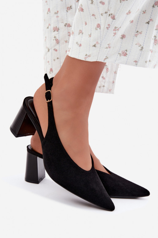 Buty na obcasie z odkrytym piętą w kolorze czarnym Sorenia