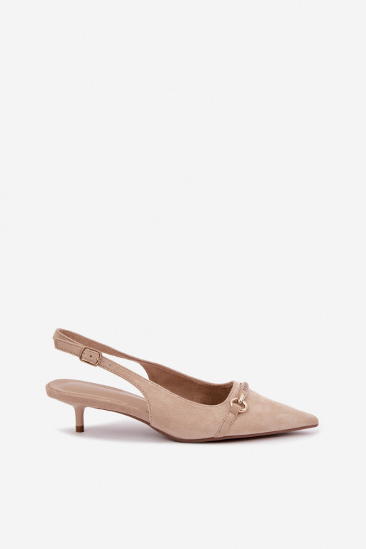 Buty na obcasie z niskim obcasem w kolorze piaskowym Caylo