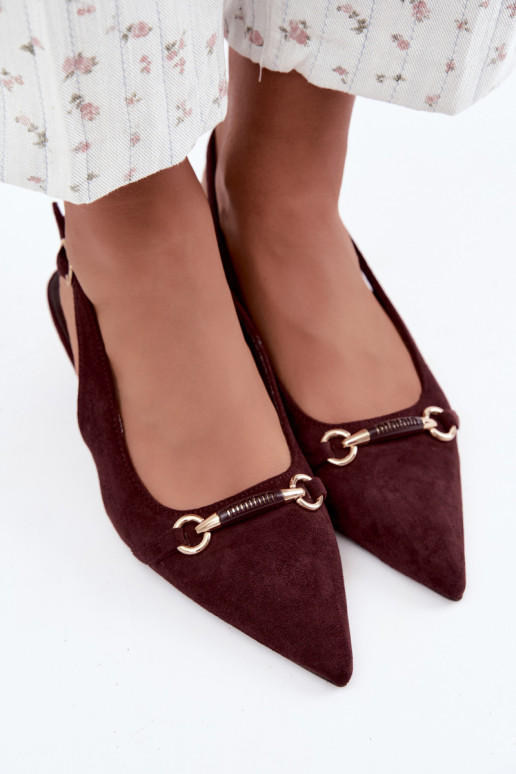 Buty na obcasie z niskim obcasem w kolorze bordowym Caylo