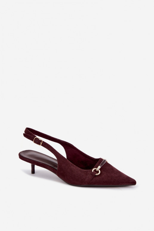 Buty na obcasie z niskim obcasem w kolorze bordowym Caylo