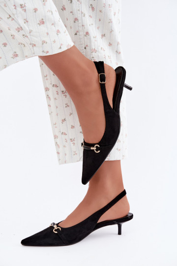 Buty na obcasie z niskim obcasem w kolorze czarnym Caylo 2