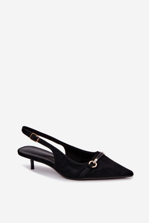 Buty na obcasie z niskim obcasem w kolorze czarnym Caylo