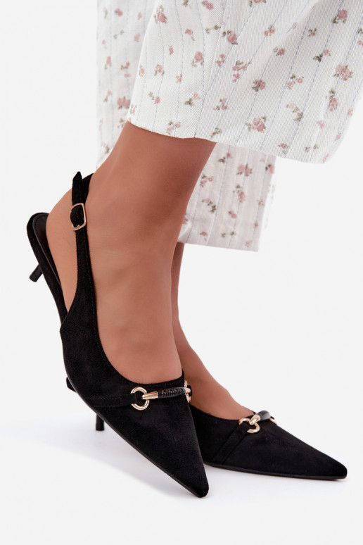 Buty na obcasie z niskim obcasem w kolorze czarnym Caylo