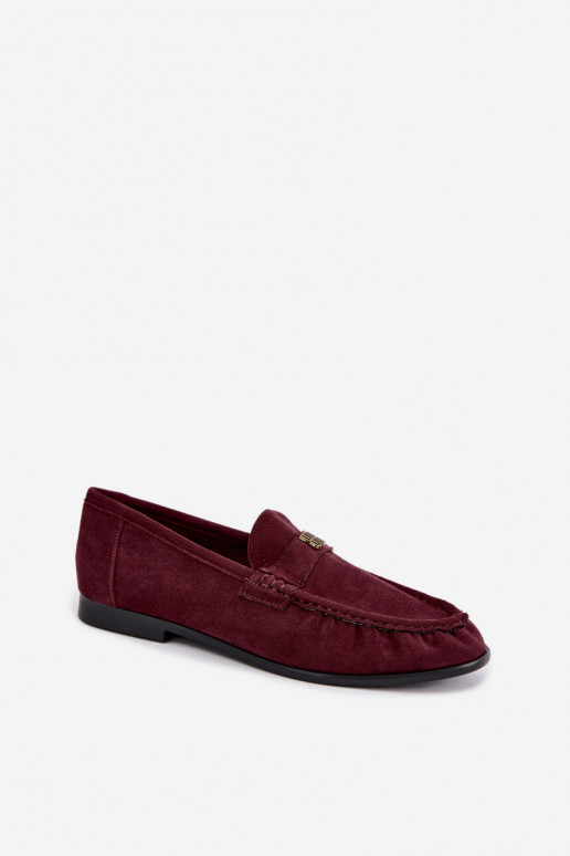 Women's moccasins with ruffles and decorative details in bordo color Kairo