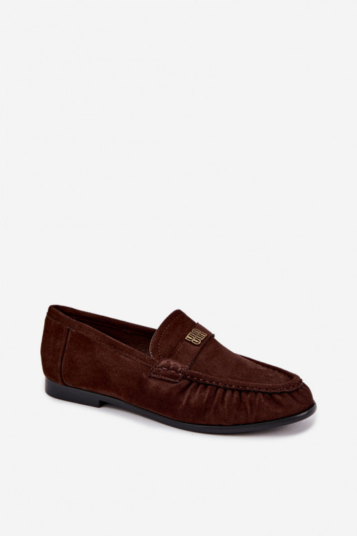 Women's moccasins with ruffles and decorative details in chocolate color Kairo