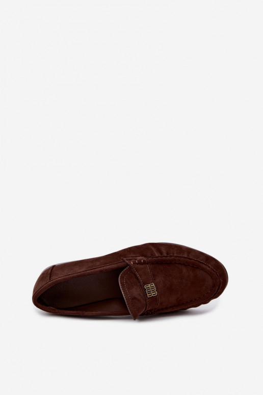 Women's moccasins with ruffles and decorative details in chocolate color Kairo