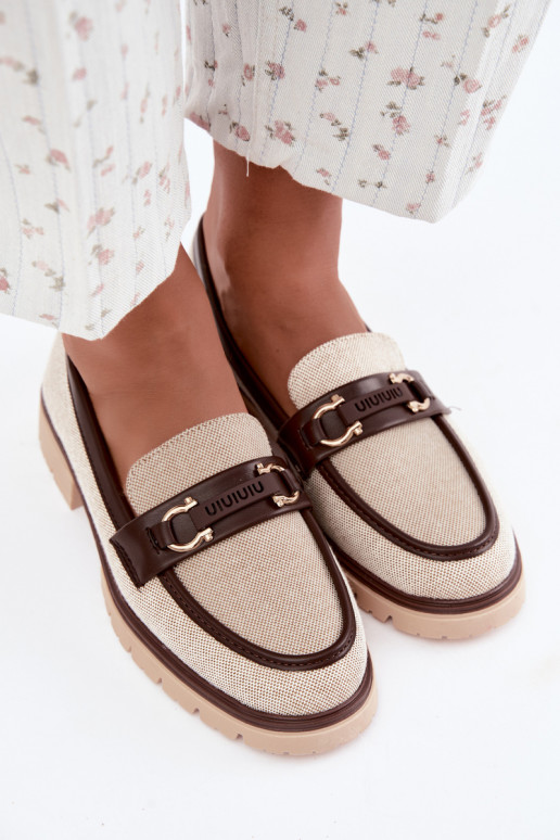 Women's moccasins with fancy details in sand and brown color Brika