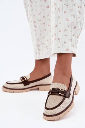 Women's moccasins with fancy details in sand and brown color Brika 2