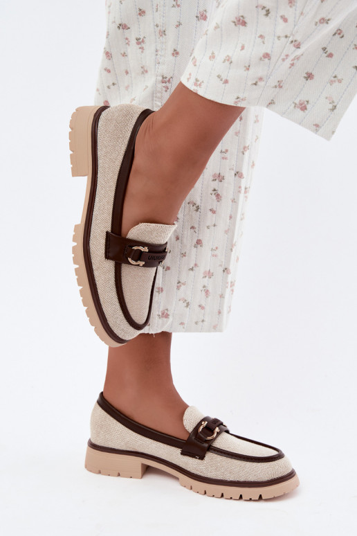 Women's moccasins with fancy details in sand and brown color Brika