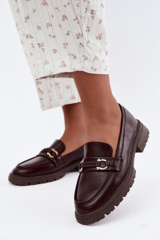 Women's moccasins with fancy details in bordo color Brika