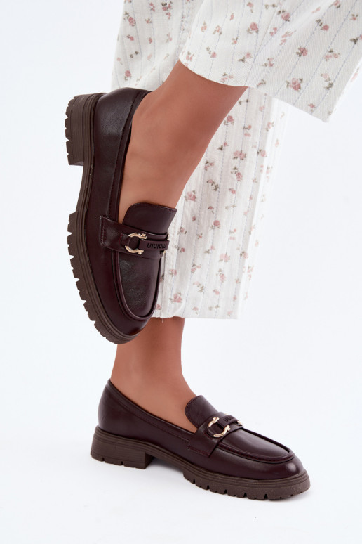 Women's moccasins with fancy details in bordo color Brika