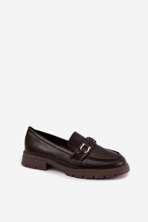 Women's moccasins with fancy details in chocolate color Brika