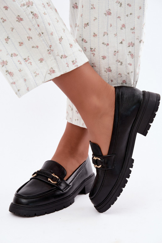Women's moccasins with fancy details in black color Brika