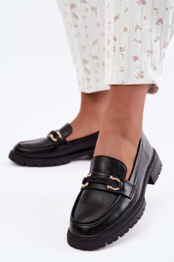 Women's moccasins with fancy details in black color Brika 2