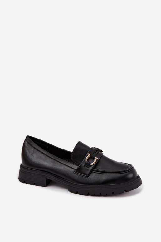 Women's moccasins with fancy details in black color Brika