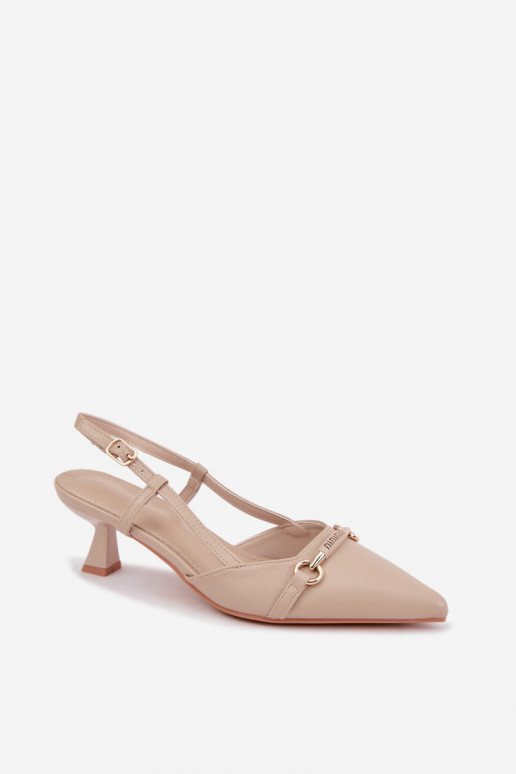 Women's heeled sandals with pointed toes in sand color Felessa