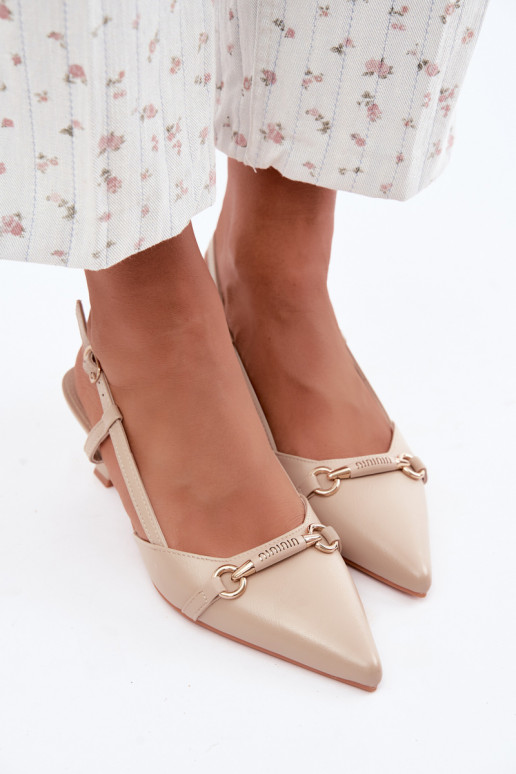 Women's heeled sandals with pointed toes in sand color Felessa