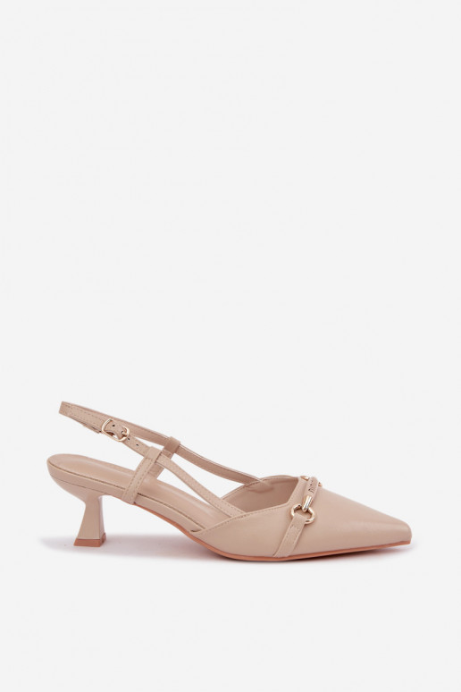 Women's heeled sandals with pointed toes in sand color Felessa